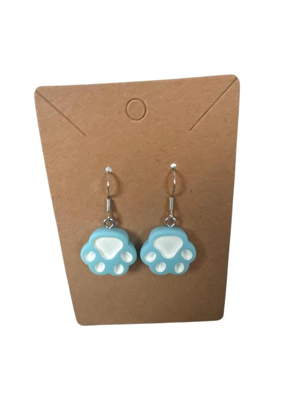 R355 1 pair New Paw Earrings Blue R0000355